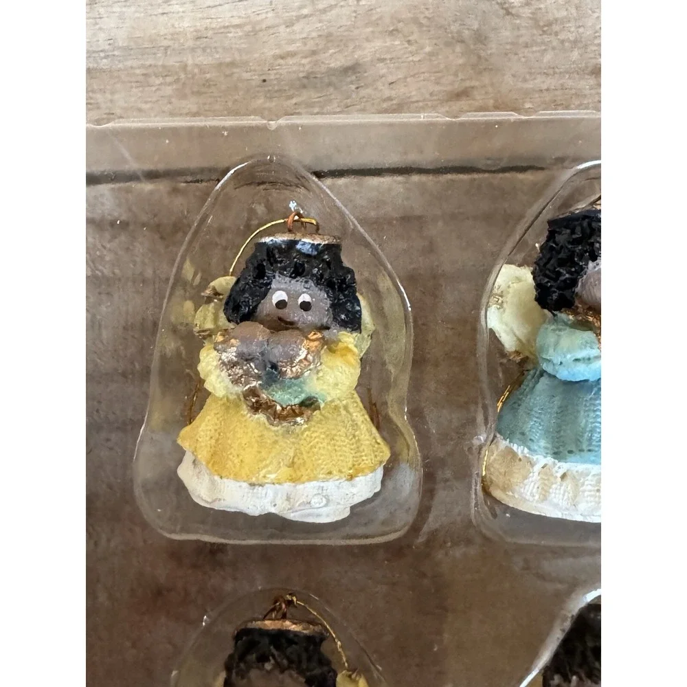 Gift Co. Set Of 6 Afro American Polystone‎ Mini Ornaments, Vintage
